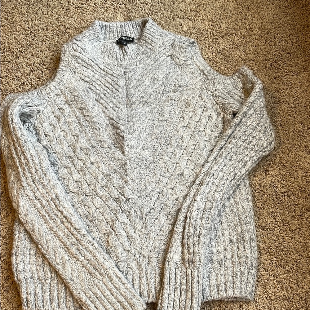 Express Gray Cable Knit Sweater